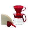Hario V60 Color Dripper & Pot Red -Kaffeemaschinenserien Geschäft 101451 101451 hario v60 color dripper pot red 1